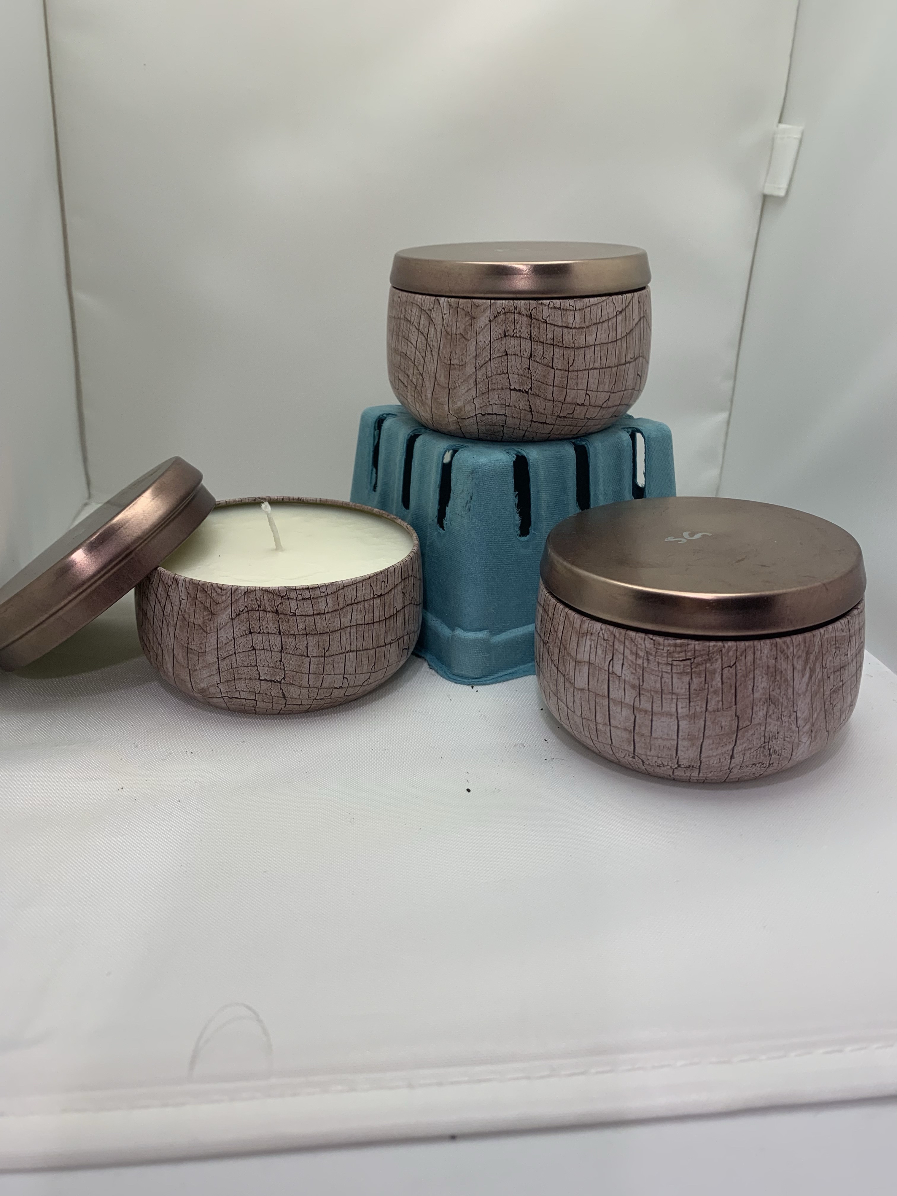 Faux Woodgrain Candles